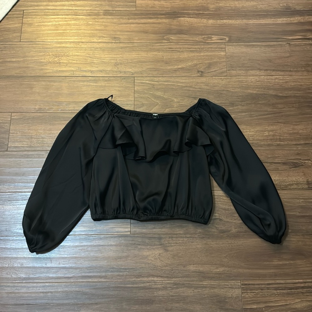 Black satin blouse